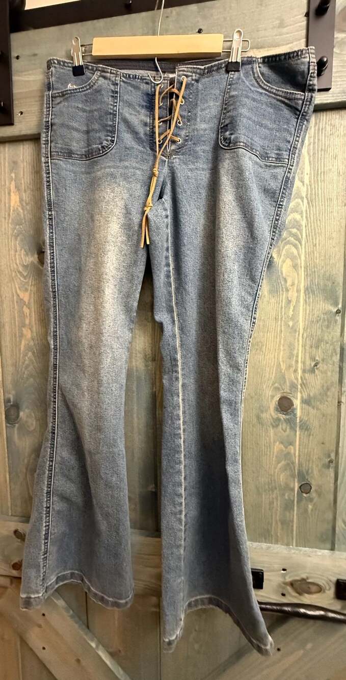 No Boundaries Lace Up Waist Bootcut Jean
